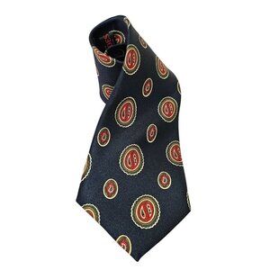 Mercedes Benz Hand Made Myung Ju Silk Tie 3.5x60 Paisley Pattern on Navy Blue